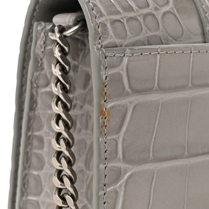 Balenciaga Shiny Calfskin Crocodile Embossed Hourglass Chain Bag Balenciaga Steel Grey 10 of 10