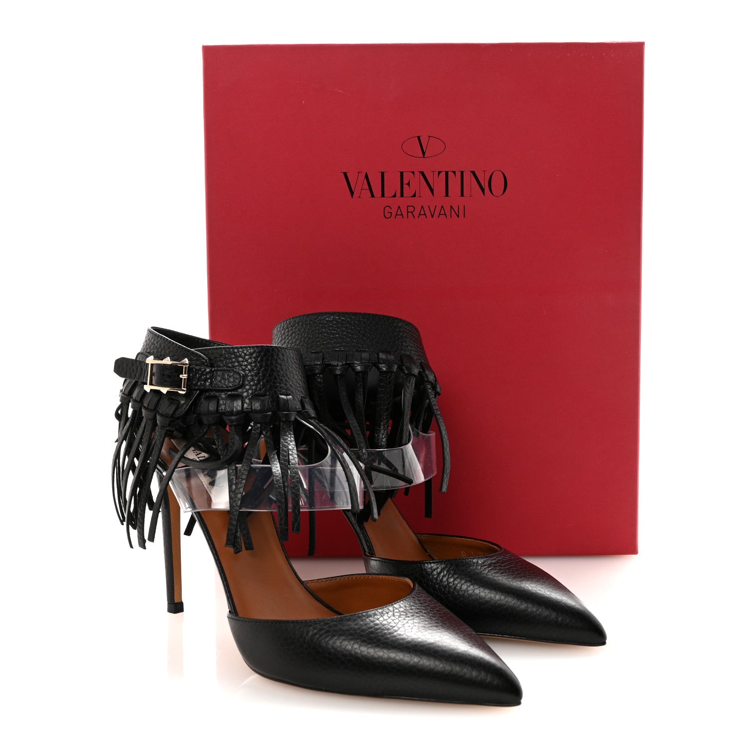 Valentino Garavani Calfskin C Rockee Fringe Pumps 38.5 Black 10 of 10