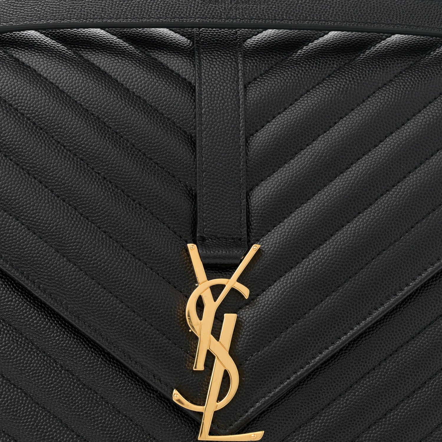 Saint Laurent Grain De Poudre Matelasse Chevron Large Monogram Satchel Black 8 of 10