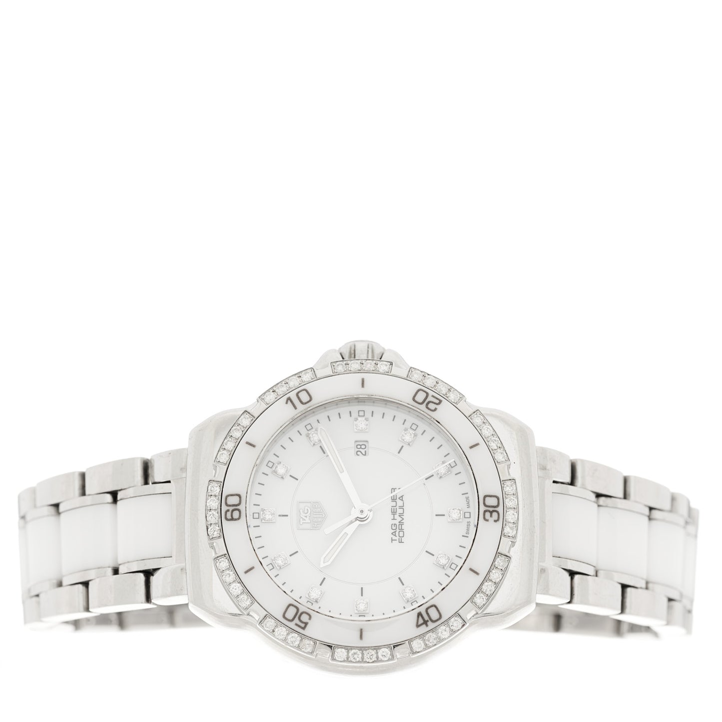 Stainless Steel Ceramic Diamond 32mm Formula 1 Quartz Watch White WAH1313