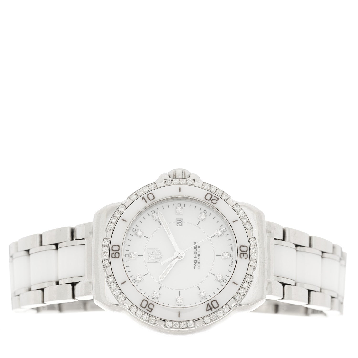 Tag Heuer Stainless Steel Ceramic Diamond 32mm Formula 1 Quartz Watch White WAH1313 2 of 5