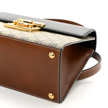 Gucci GG Supreme Monogram Calfskin Small Padlock Top Handle Bag Beige Black Cuir 10 of 13