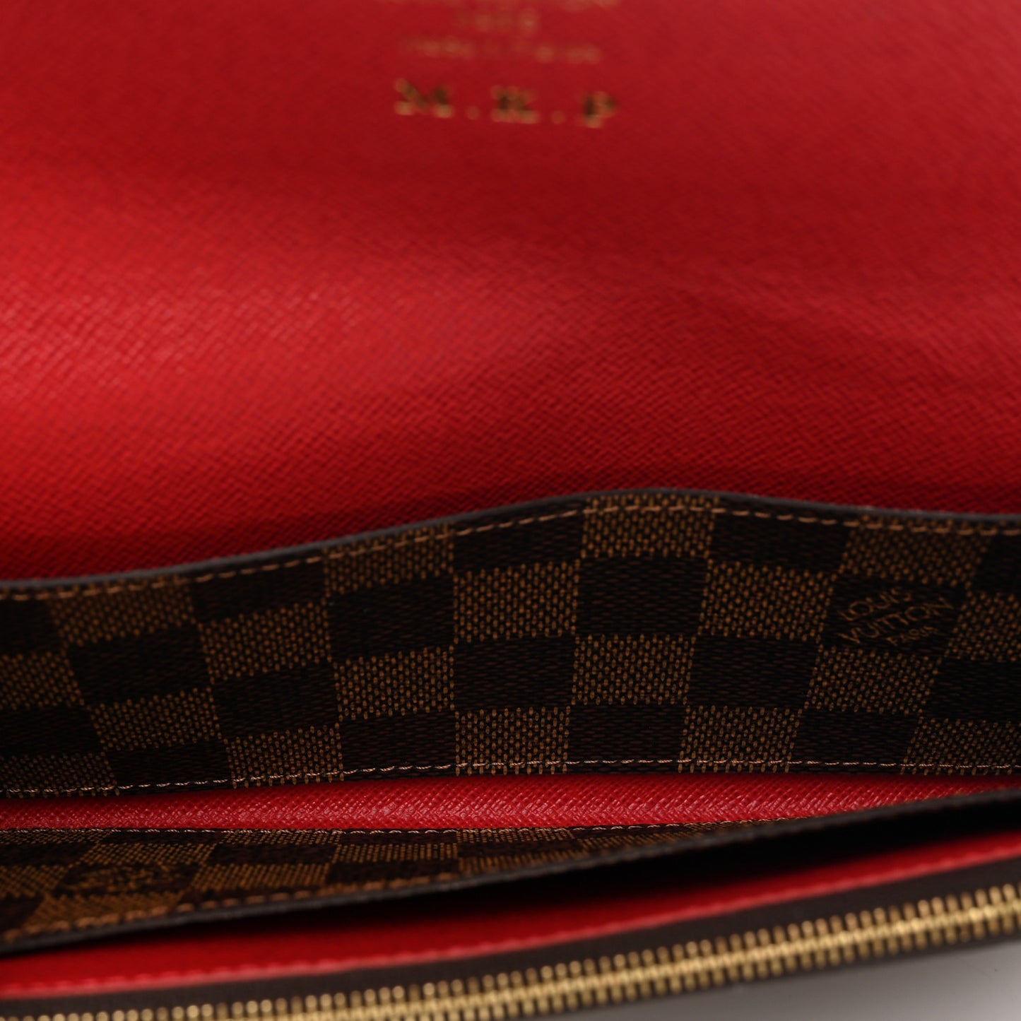Damier Ebene Emilie Wallet Red