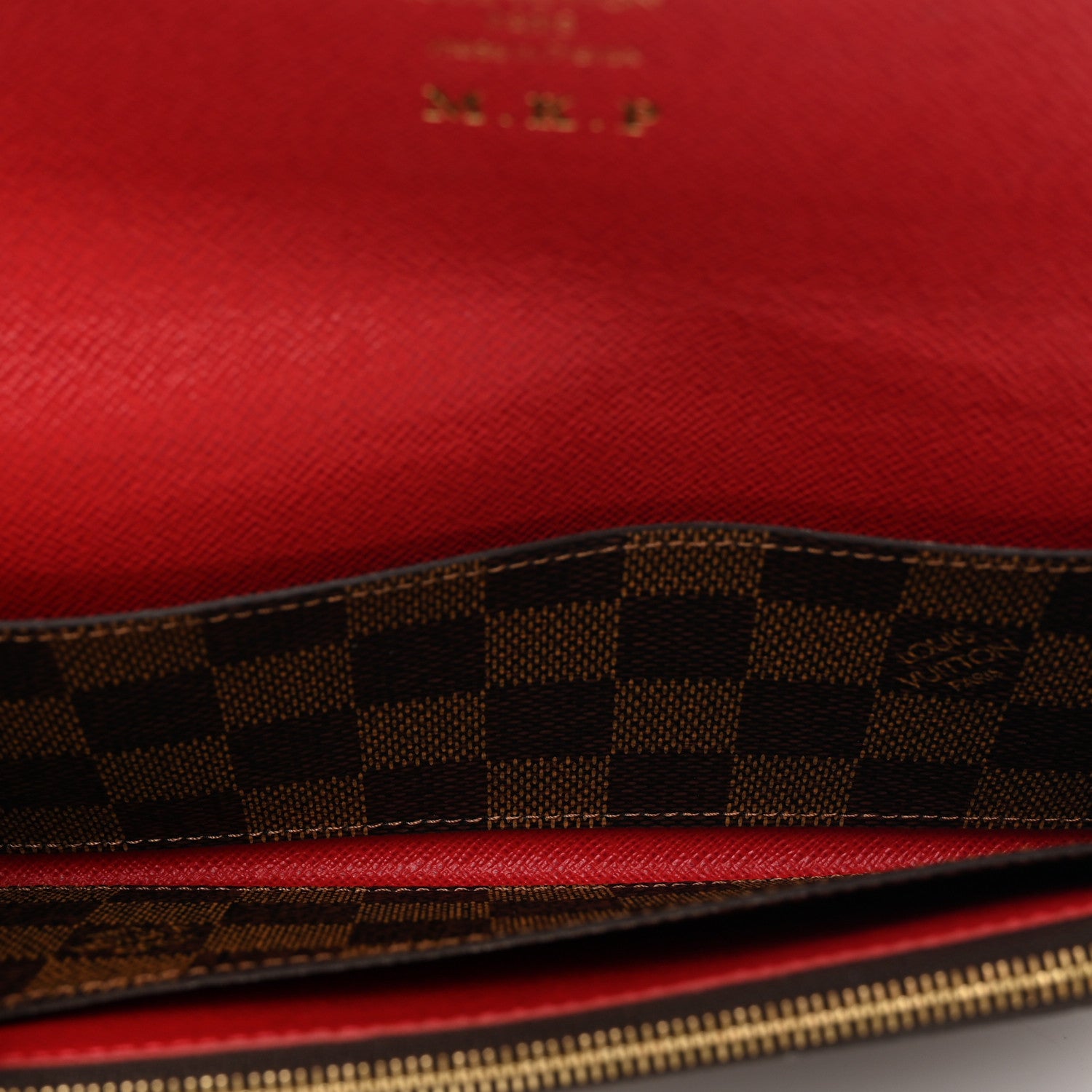 Louis Vuitton Damier Ebene Emilie Wallet Red 5 of 9