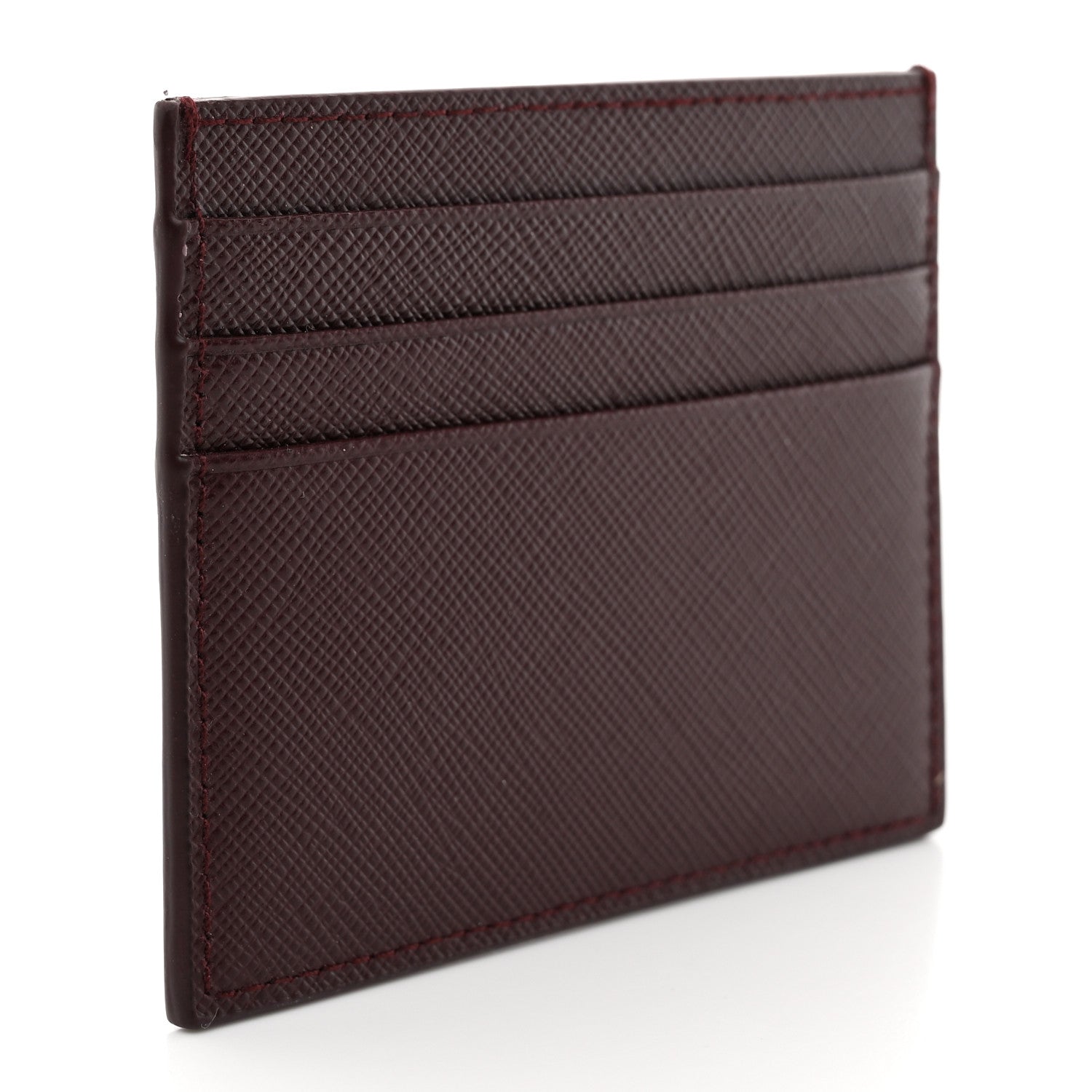 Prada Saffiano Triangle Card Case Bordeaux 3 of 6
