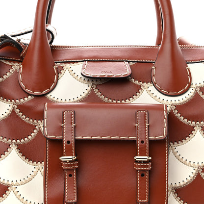 Chloe Nappa Shiny Calfskin Scallop Patchwork Medium Edith Day Bag Sepia Brown 7 of 9