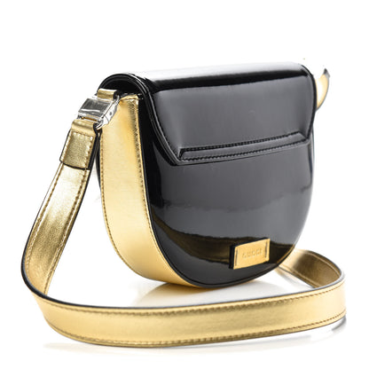 Gucci Metallic Calfskin Kids Fox Crossbody Bag Black Gold 3 of 11