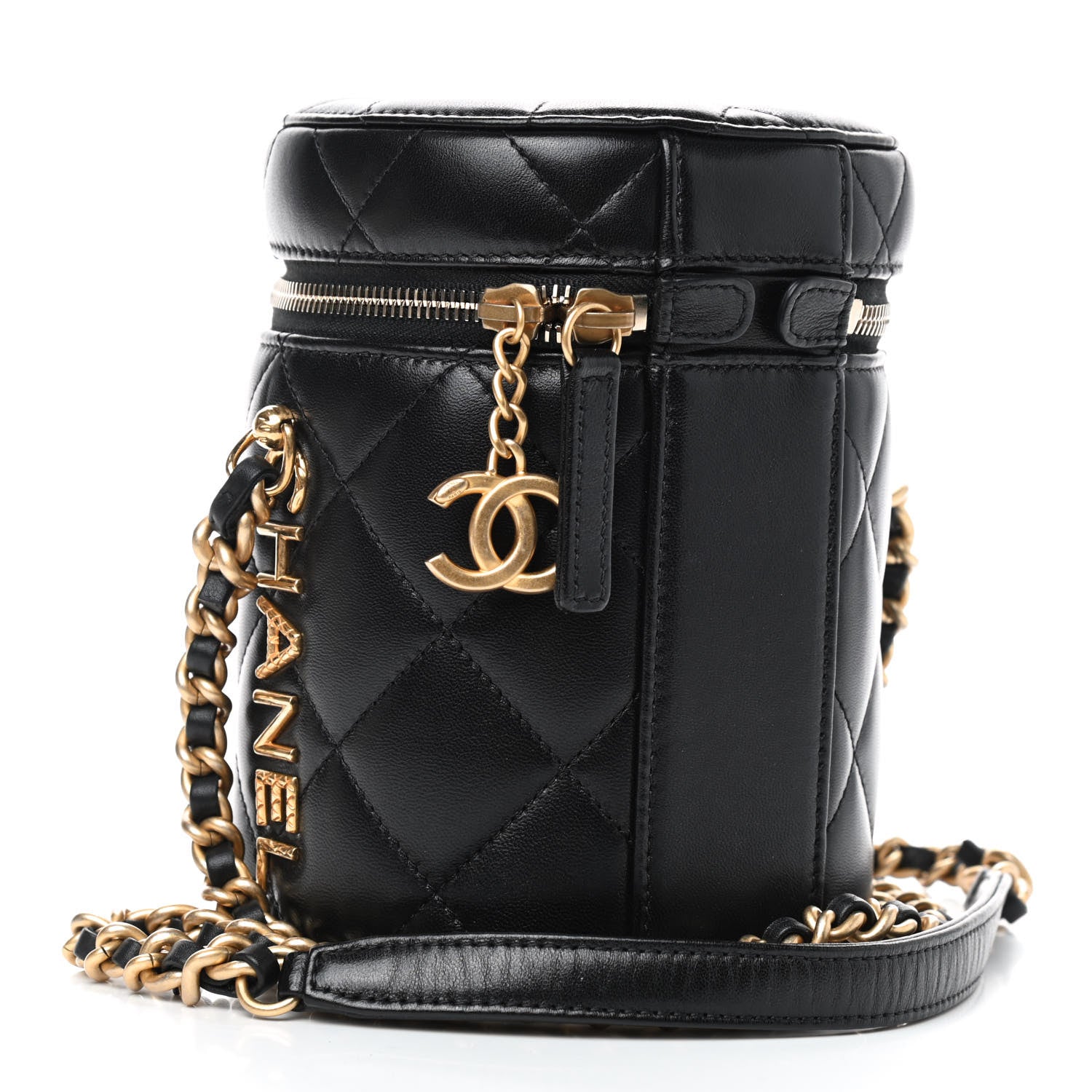 Chanel Lambskin Quilted Side Note Vanity Black 3 of 11