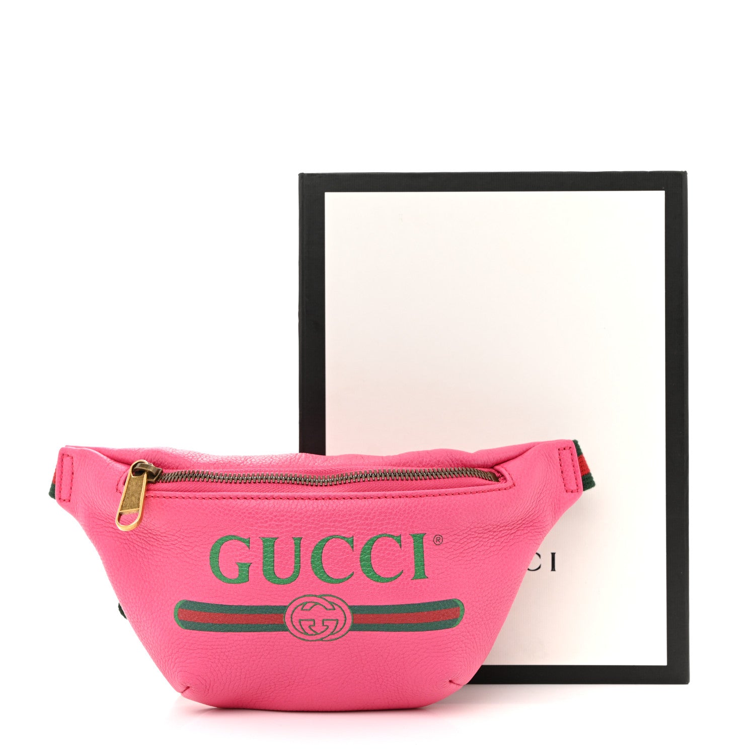 Gucci Grained Calfskin Small Logo Belt Bag Box Pink Green 11 of 11