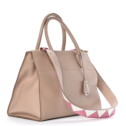 Prada Saffiano City Calfskin Greche Medium Paradigme Bag Cammeo Begonia 3 of 13