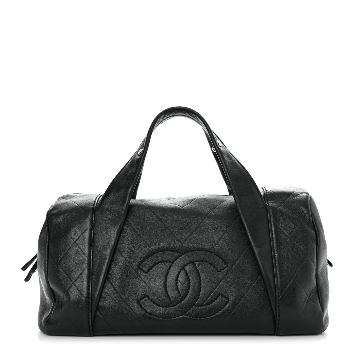 Calfskin Chevron CC All Day Long Boston Black