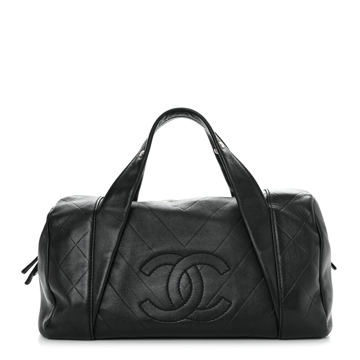 Chanel Calfskin Chevron CC All Day Long Boston Black 1 of 10