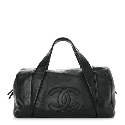 Chanel Calfskin Chevron CC All Day Long Boston Black 1 of 10