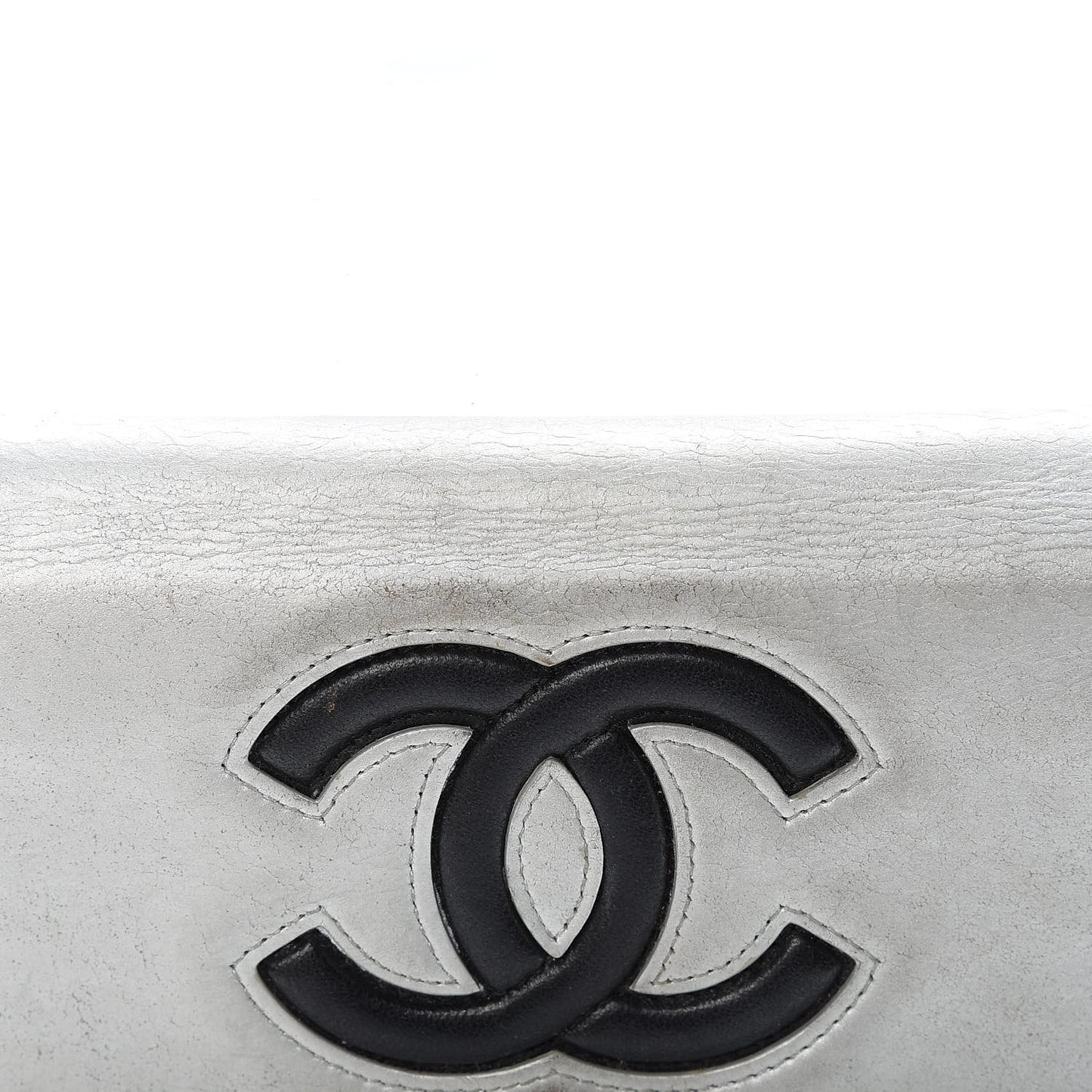 Lambskin Large CC Flap Wallet Silver