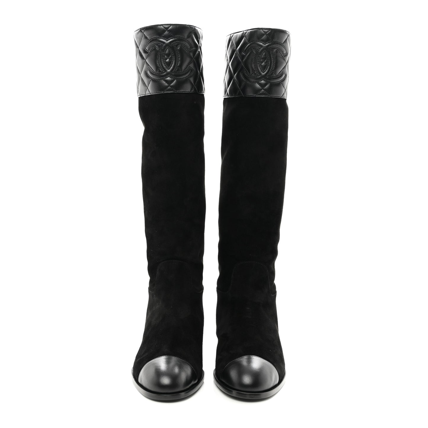 Suede Calfskin Lambskin Quilted Knee High Boots 38