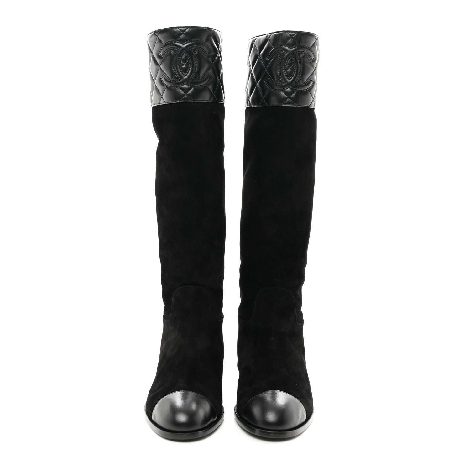 Chanel Suede Calfskin Lambskin Quilted Knee High Boots 38 2 of 9