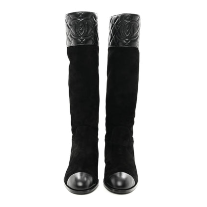 Chanel Suede Calfskin Lambskin Quilted Knee High Boots 38 2 of 9