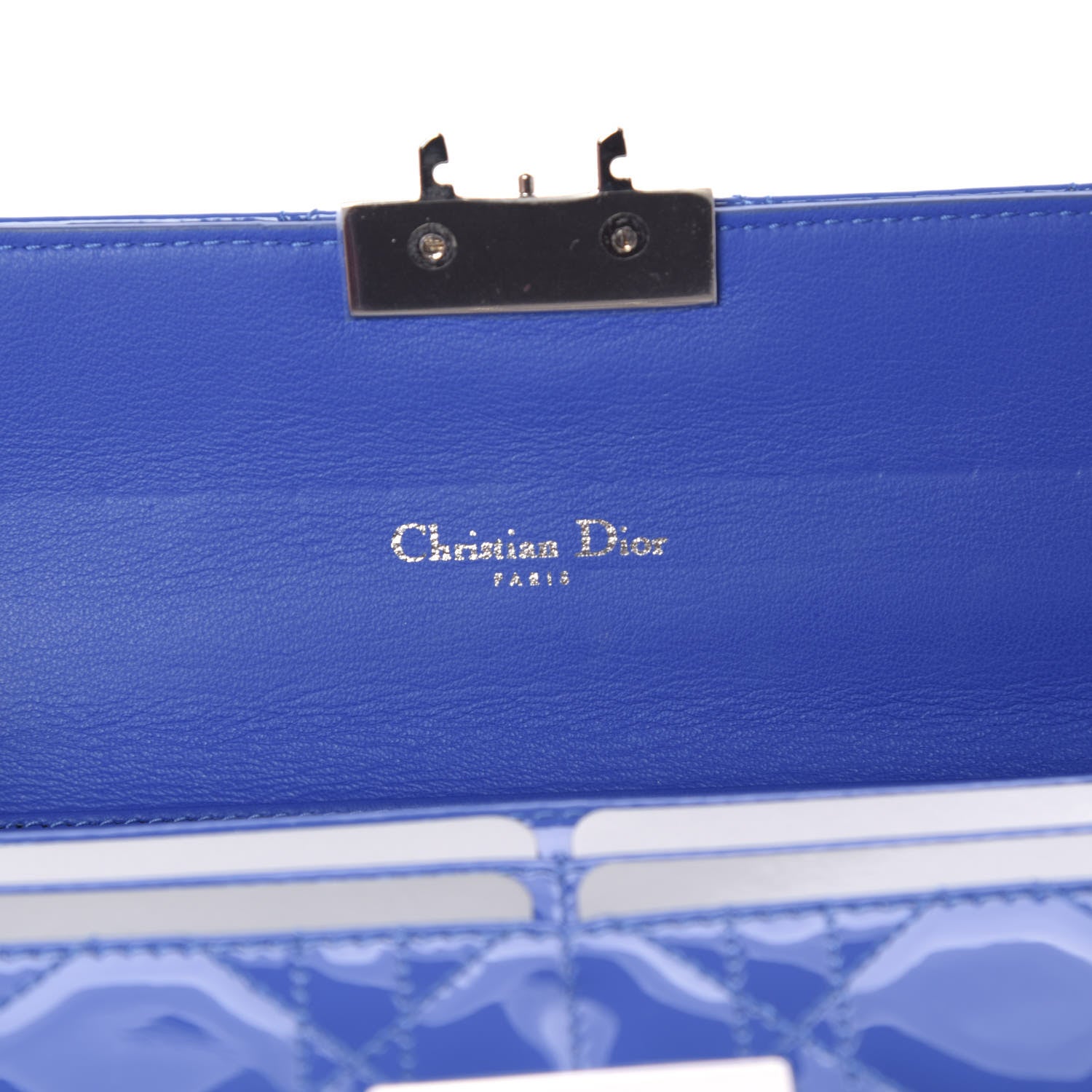 Christian Dior Patent Cannage Miss Dior Chain Wallet Blue 6 of 7