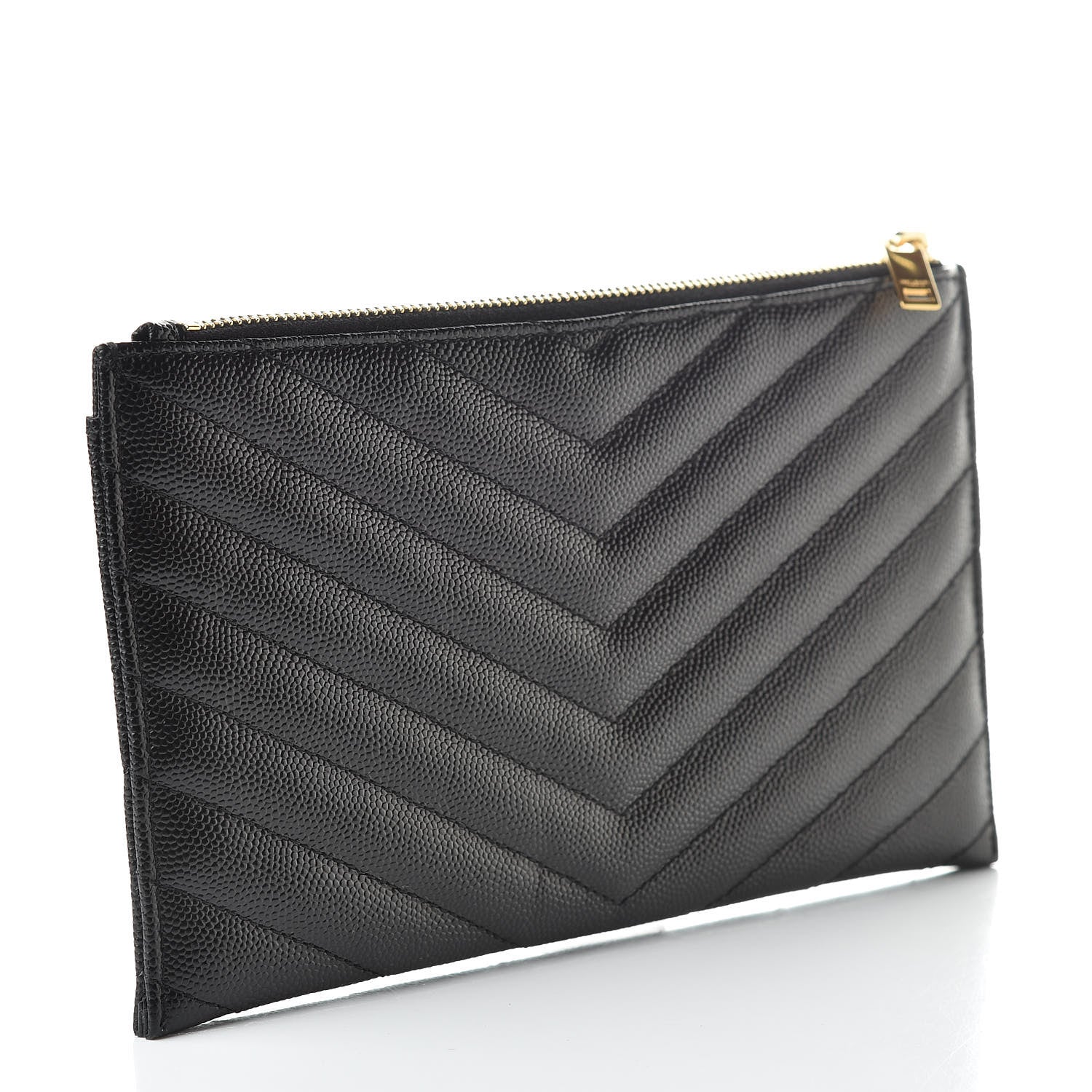 Saint Laurent Grain De Poudre Chevron Monogram Bill Pouch Black 3 of 8
