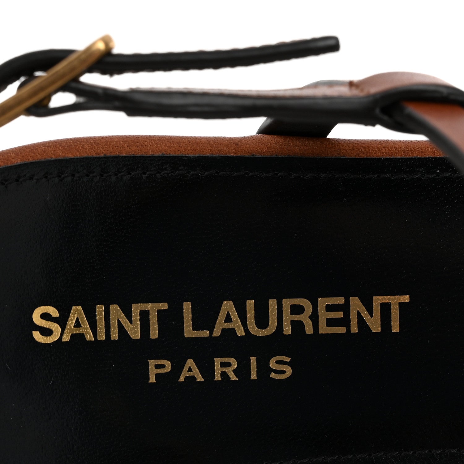 Saint Laurent Calfskin Maine Cassandra Monogram 05 Sandals 35.5 New Papaya 8 of 11