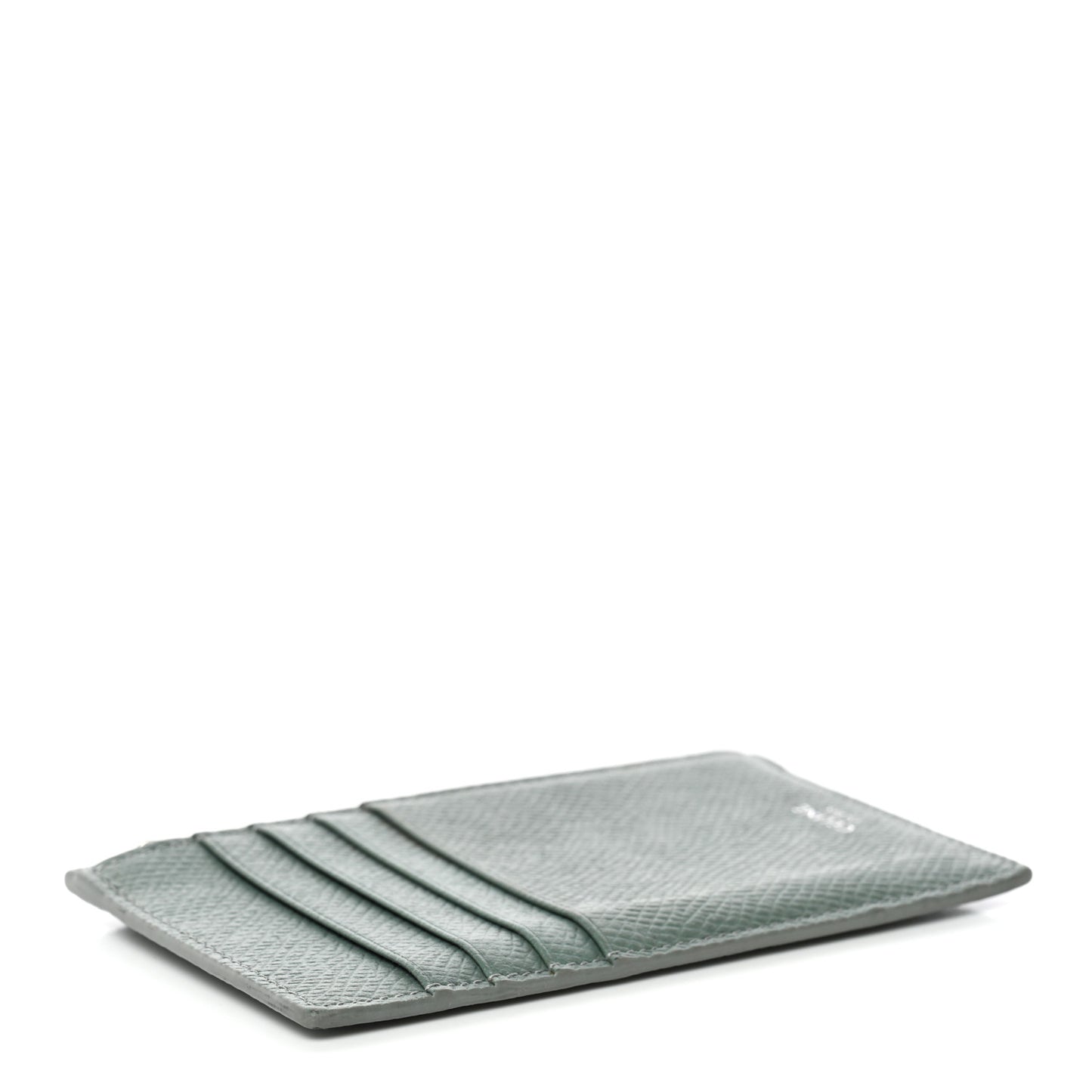 Grained Calfskin Zipped Card Holder Celadon