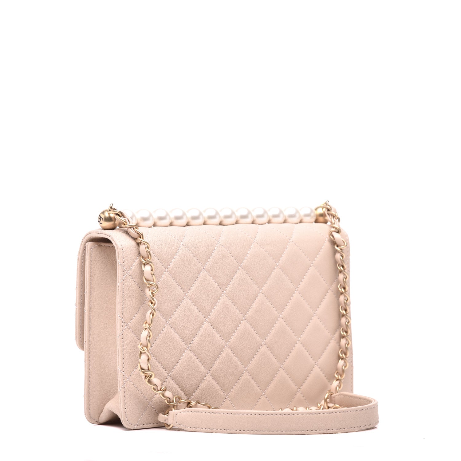 Chanel Lambskin Quilted Small Chic Pearls Flap Beige 3 of 10