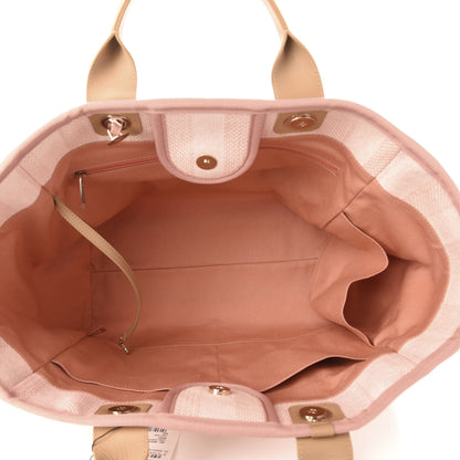 Chanel Straw Raffia Calfskin Striped Medium Deauville Tote Light Pink 6 of 11