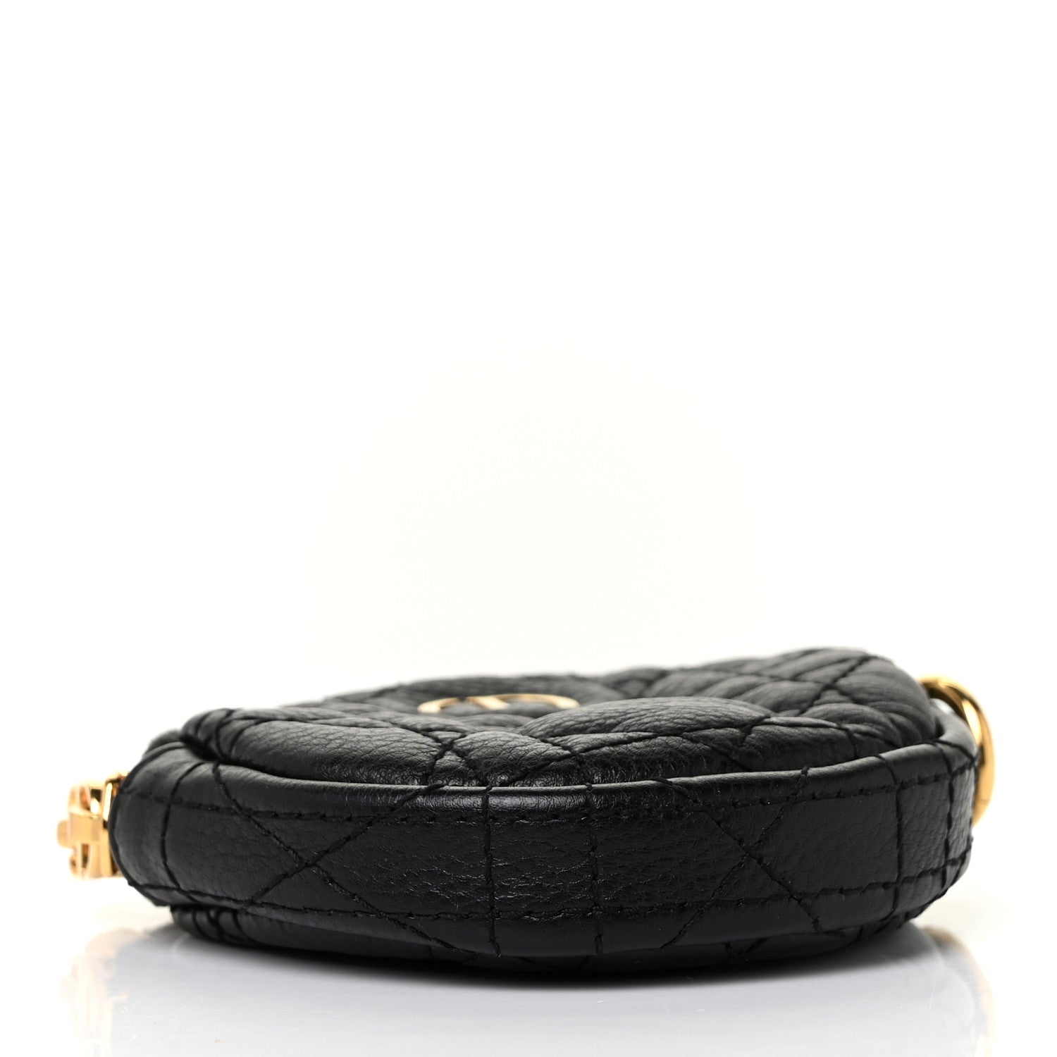 Christian Dior Supple Calfskin Cannage Round Detachable Caro Coin Purse Black 4 of 9
