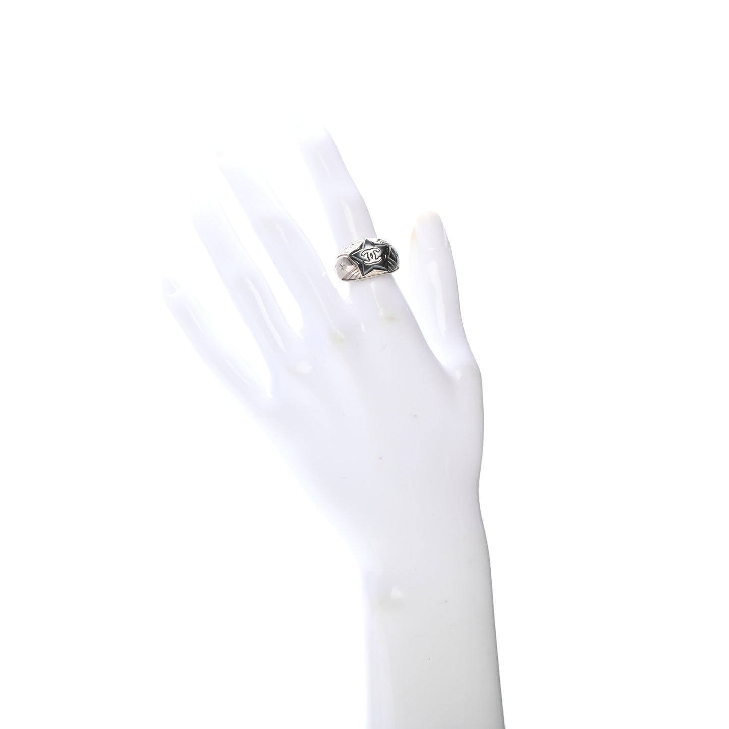 Metal CC Star Ring 6.25 Silver