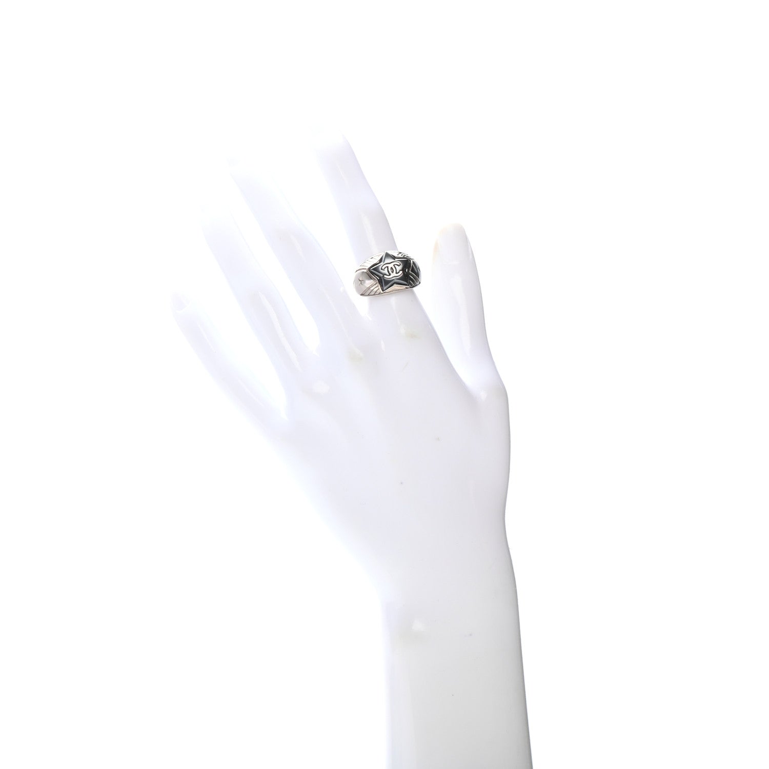 Chanel Metal CC Star Ring 6.25 Silver 2 of 6