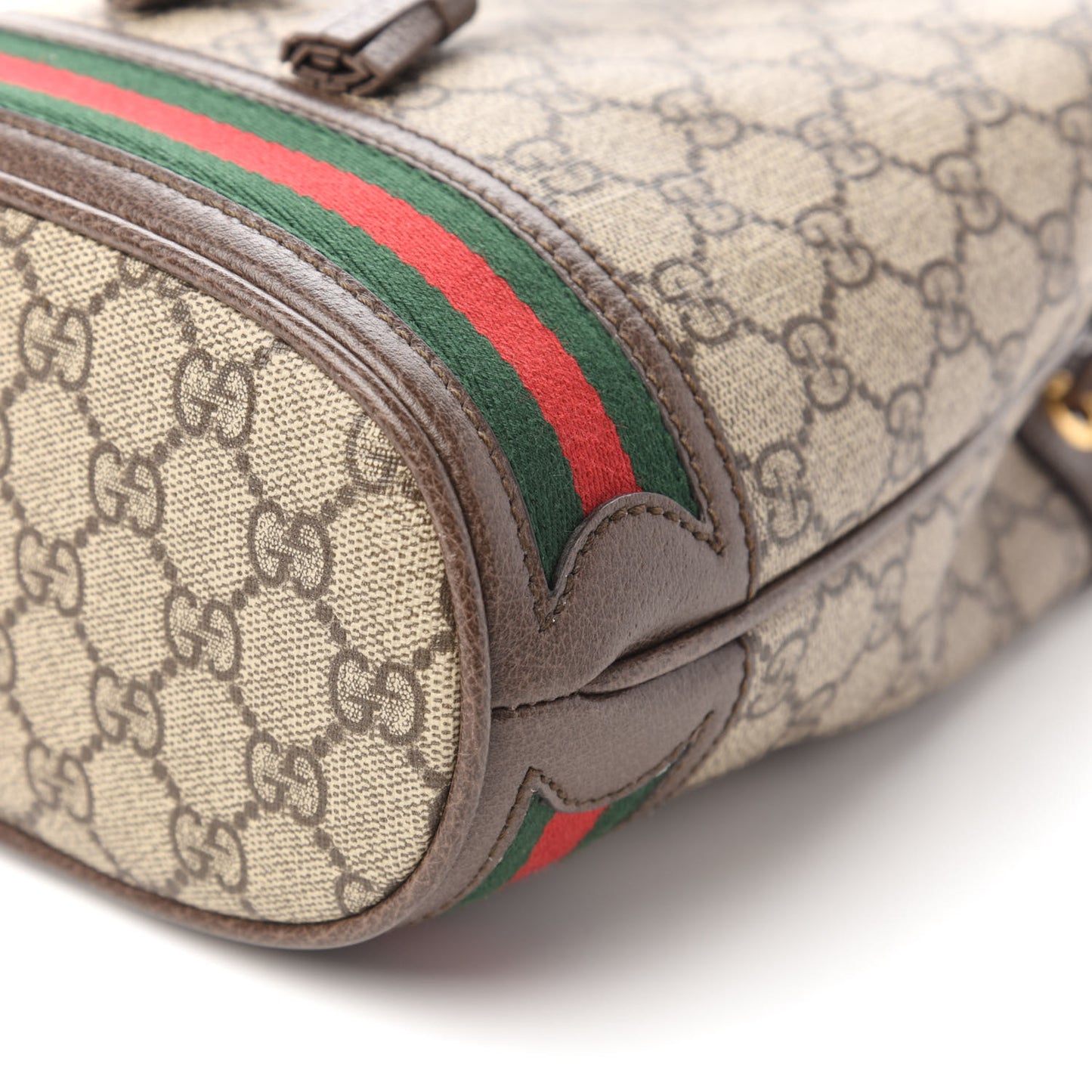 GG Supreme Monogram Web Small Ophidia Bucket Bag Brown