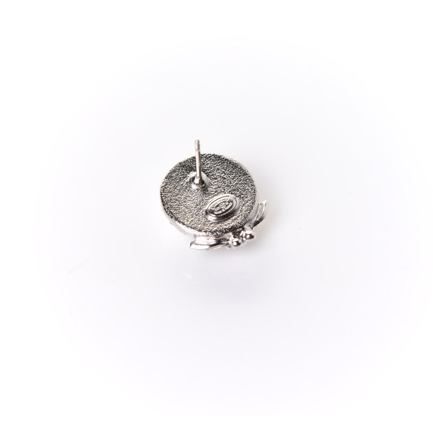 Pearl Crystal CC Round Earrings Silver