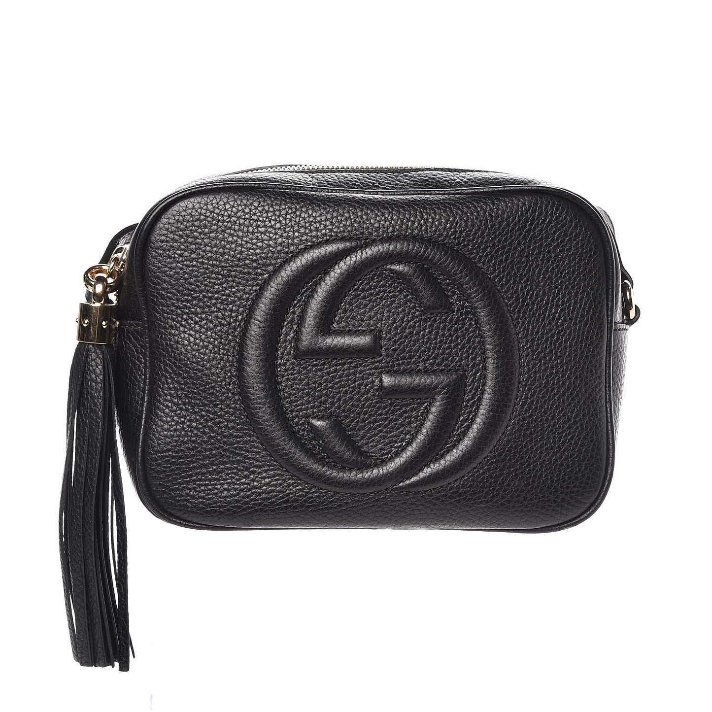 Pebbled Calfskin Small Soho Disco Bag Black