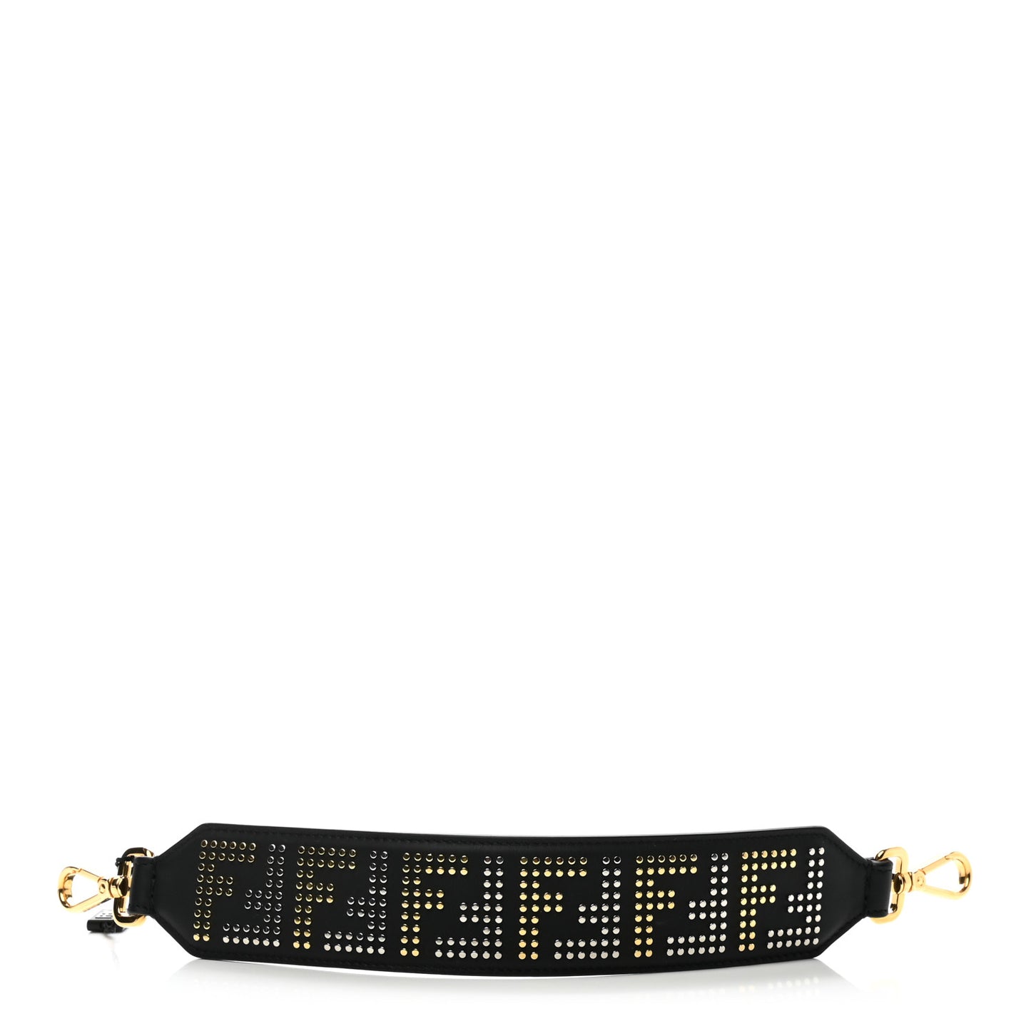 Calfskin F is Fendi FF Studded Strap Black