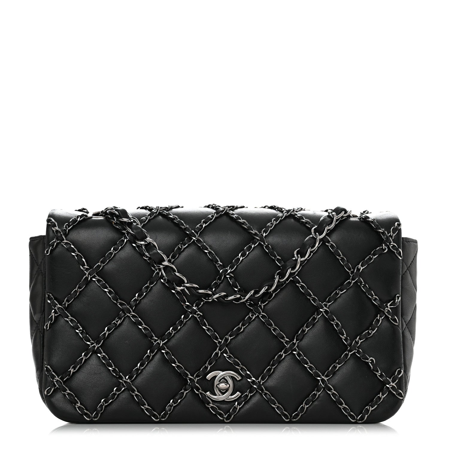 Chanel Lambskin Quilting Enchained Medium Flap Black 1 of 12