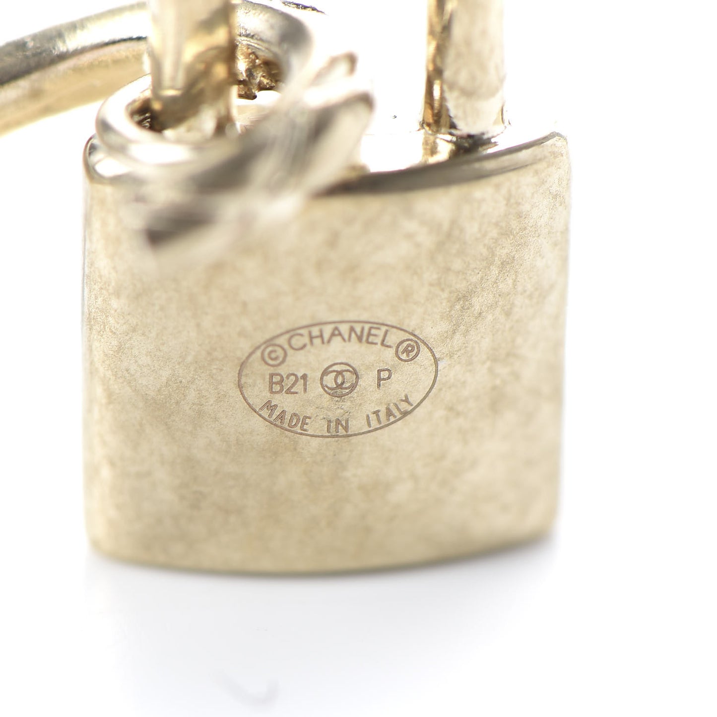 Metal Lock Drop Earrings Light Gold