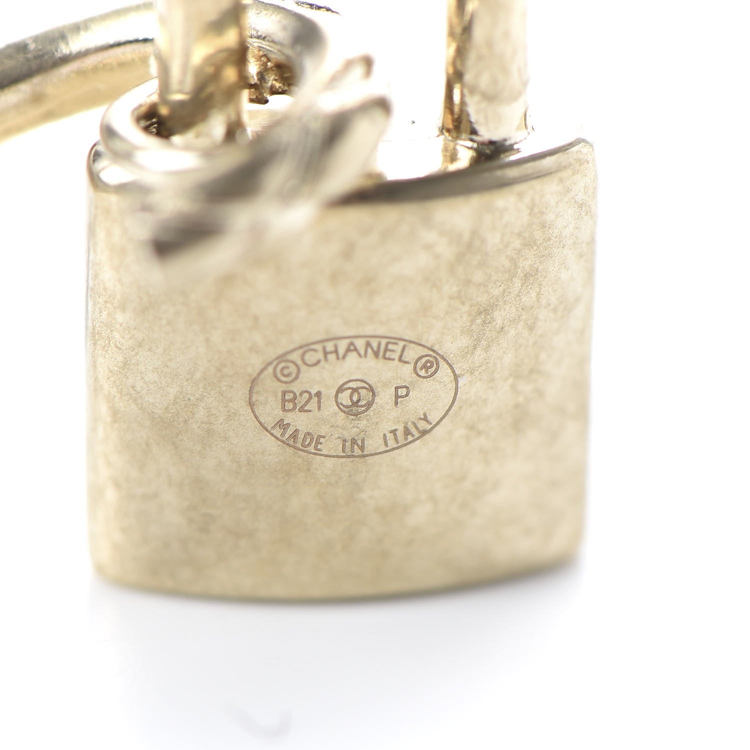 Chanel Metal Lock Drop Earrings Light Gold 4 of 5