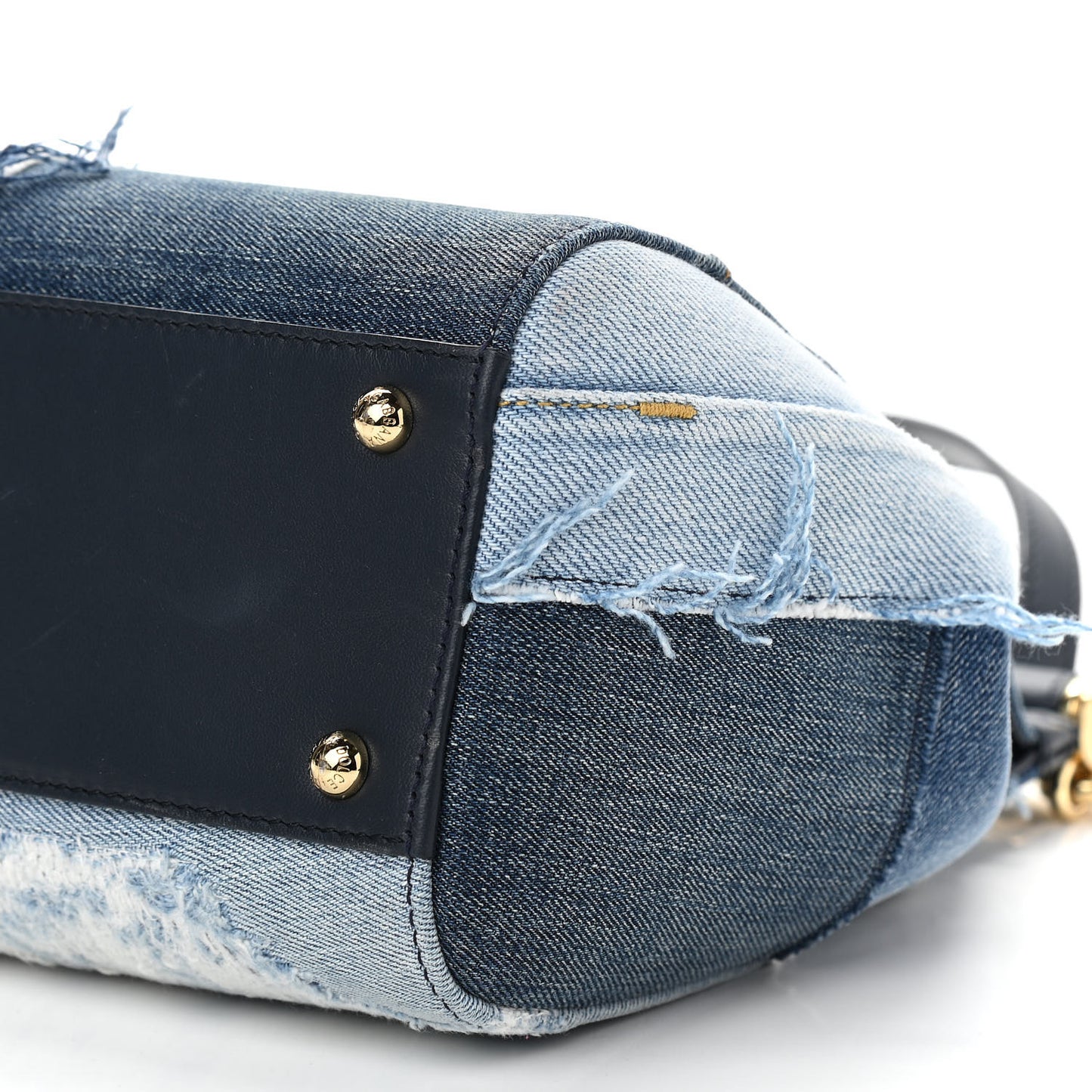 Calfskin Denim Patchwork Medium Miss Sicily Satchel Blue