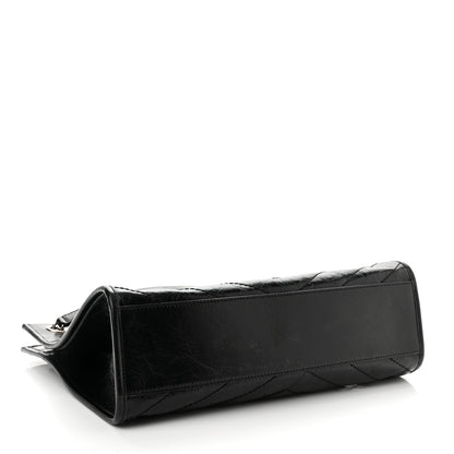 Saint Laurent Crinkled Calfskin Matelasse Monogram Medium Niki Shopper Tote Black 4 of 9
