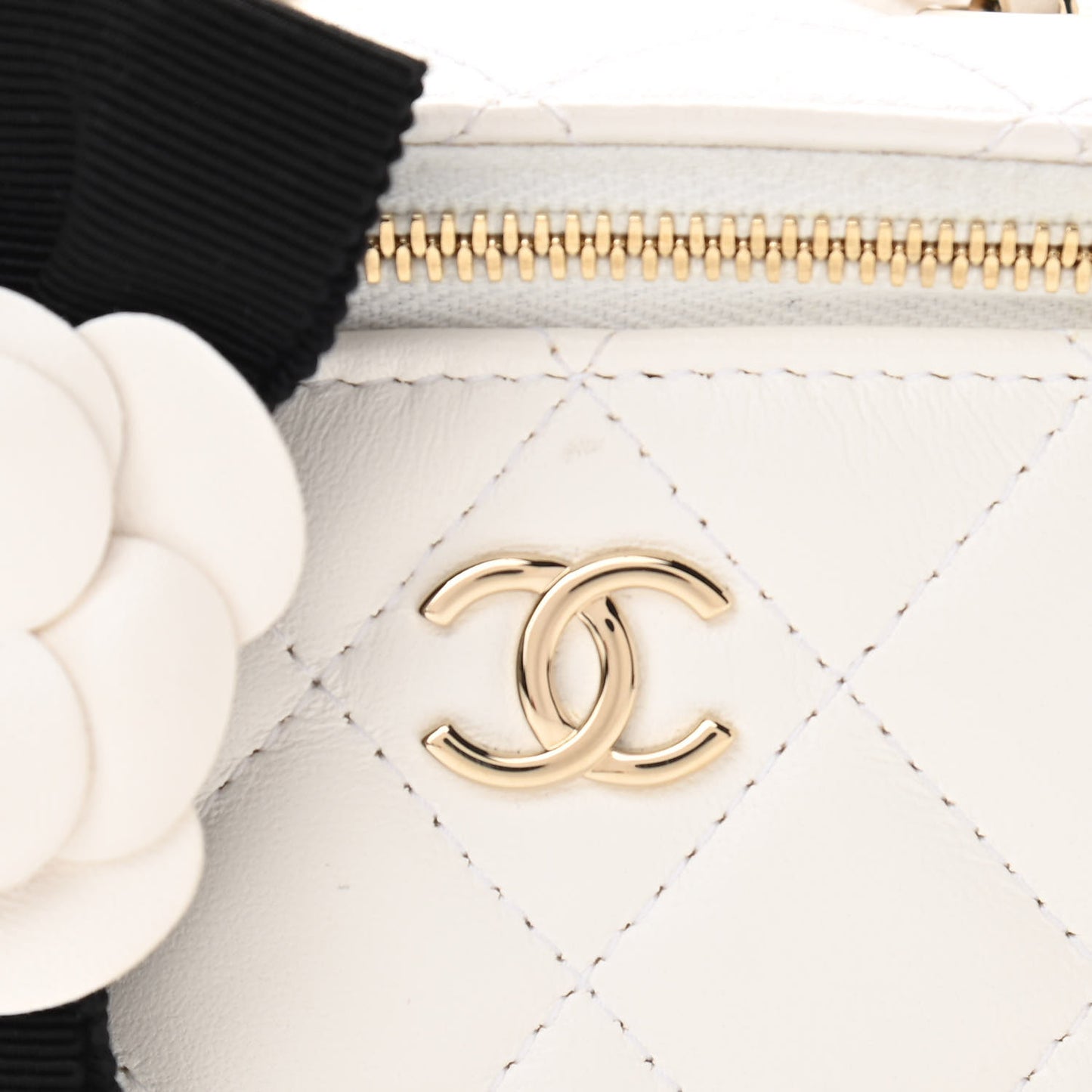 Lambskin Quilted My Chanel Lady Vanity Case With Chain White