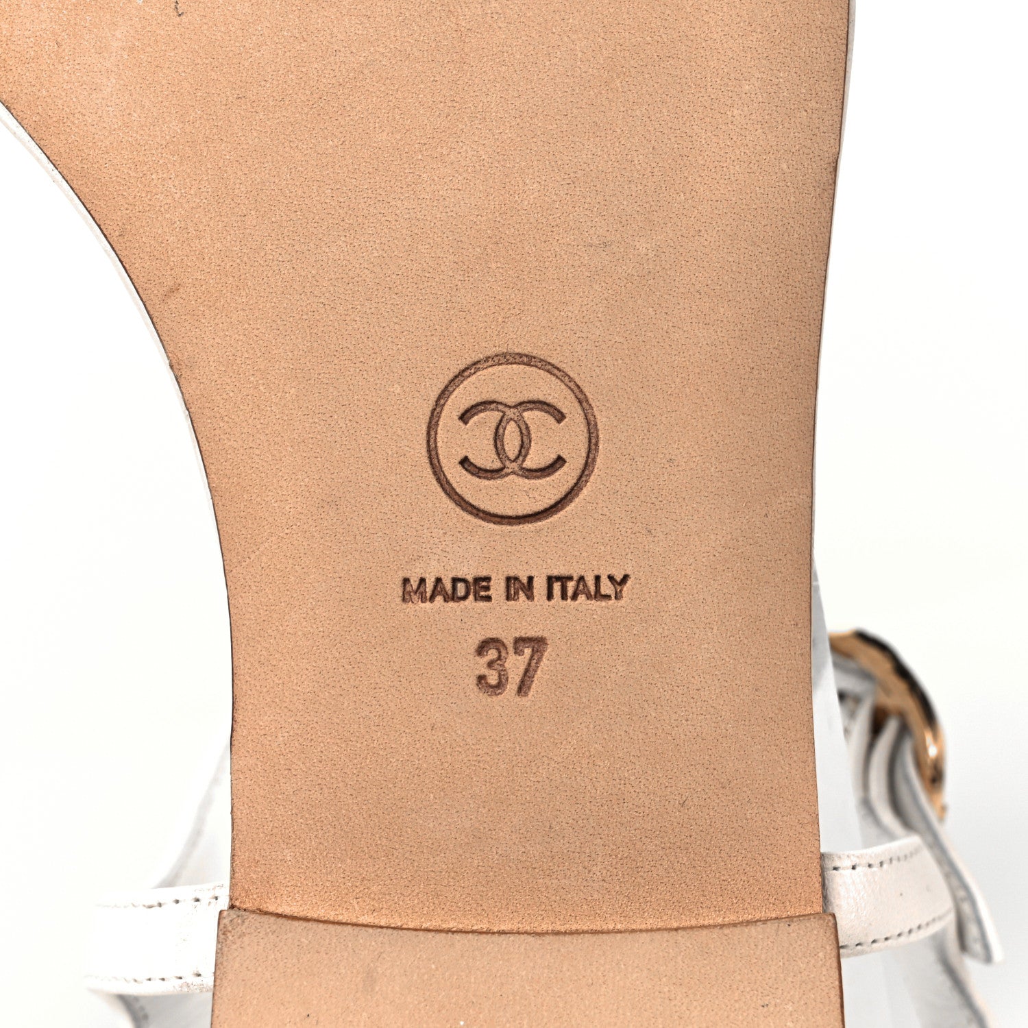 Chanel Lambskin Charm Thong Sandals 37 White 6 of 8