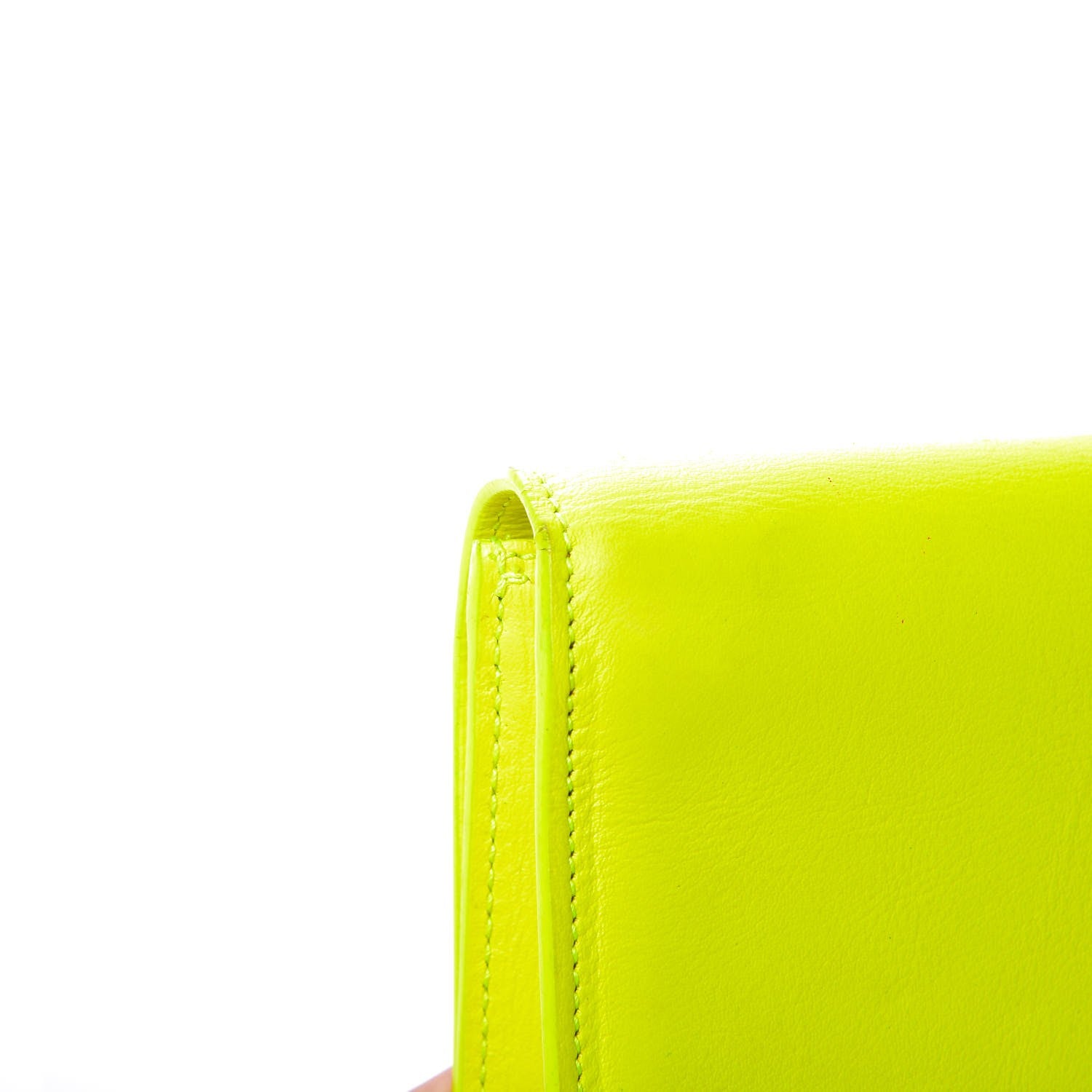 Saint Laurent Calfskin Classic Monogram Clutch Neon Yellow 8 of 15