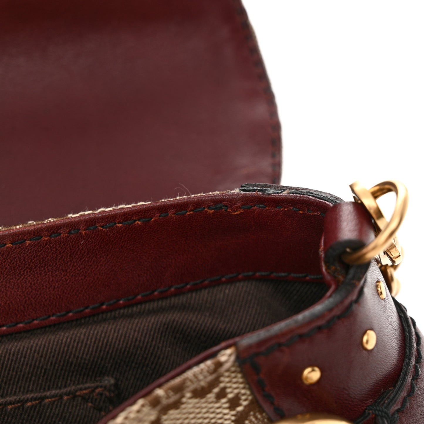 Monogram Studded Small Horsebit Clutch Bordeaux