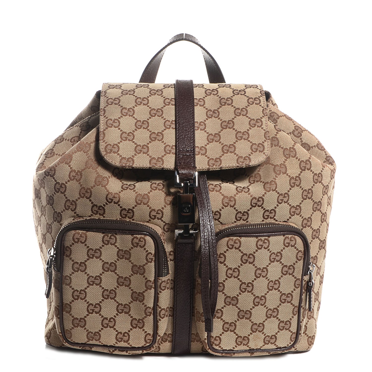 Gucci GG Monogram Single Buckle Backpack Brown 1 of 7