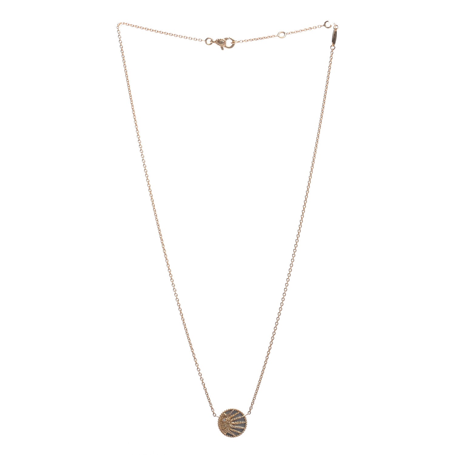 Christian Dior 18K Yellow Gold Diamond Black Onyx Mother of Pearl Rose Celeste Pendant Necklace 4 of 7