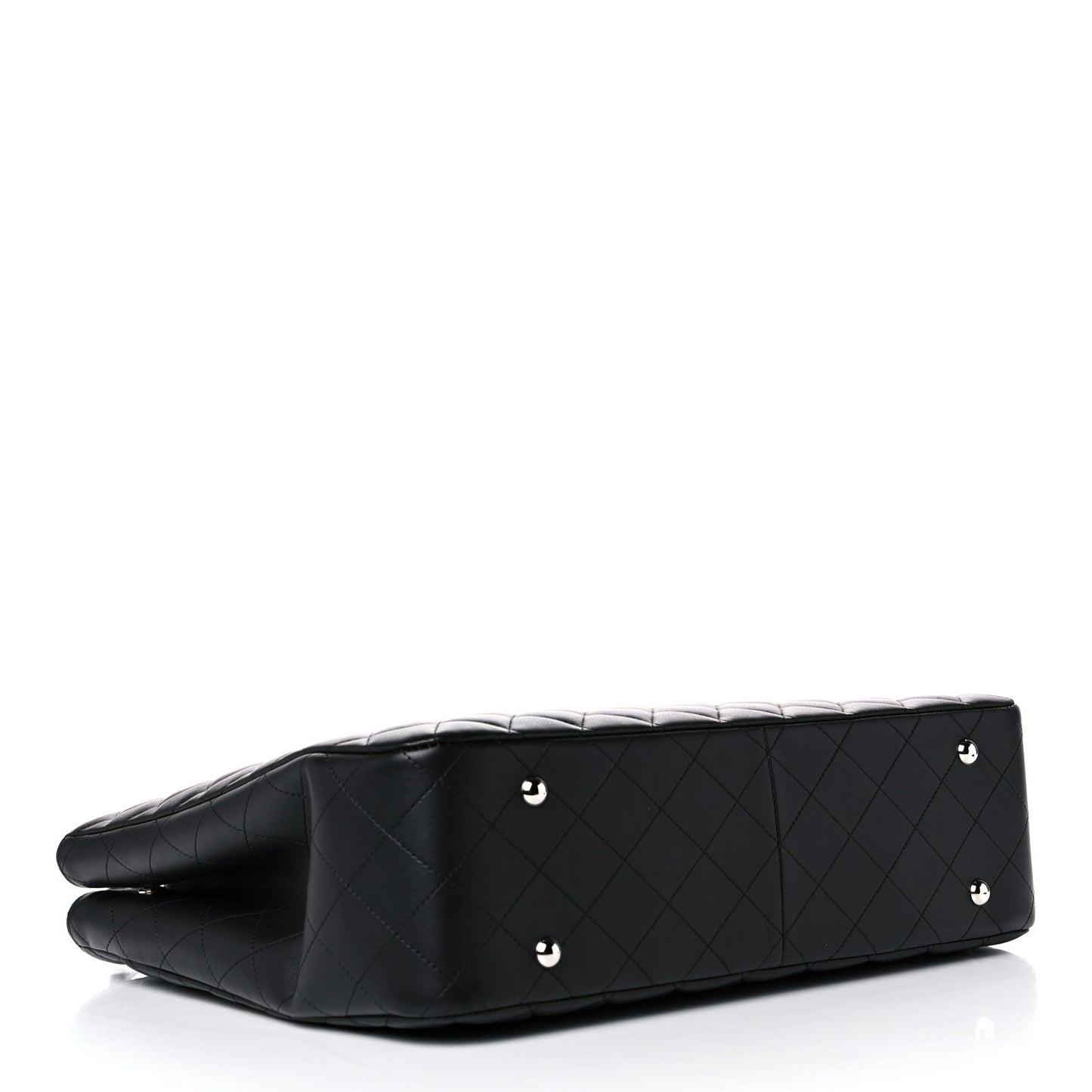 Calfskin Quilted Large Classic Shopping Tote Black