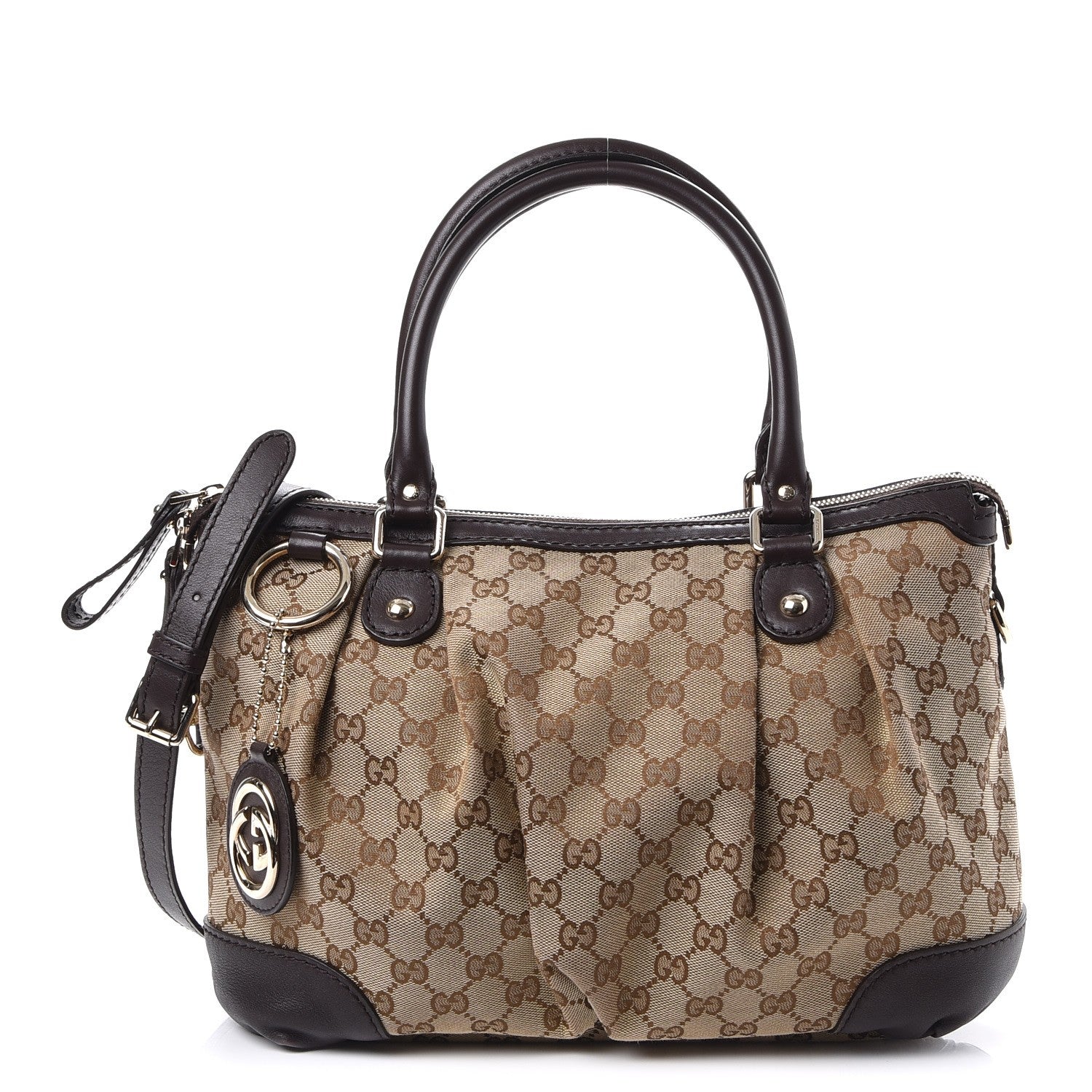 Gucci Monogram Medium Sukey Top Handle Dark Brown 1 of 8