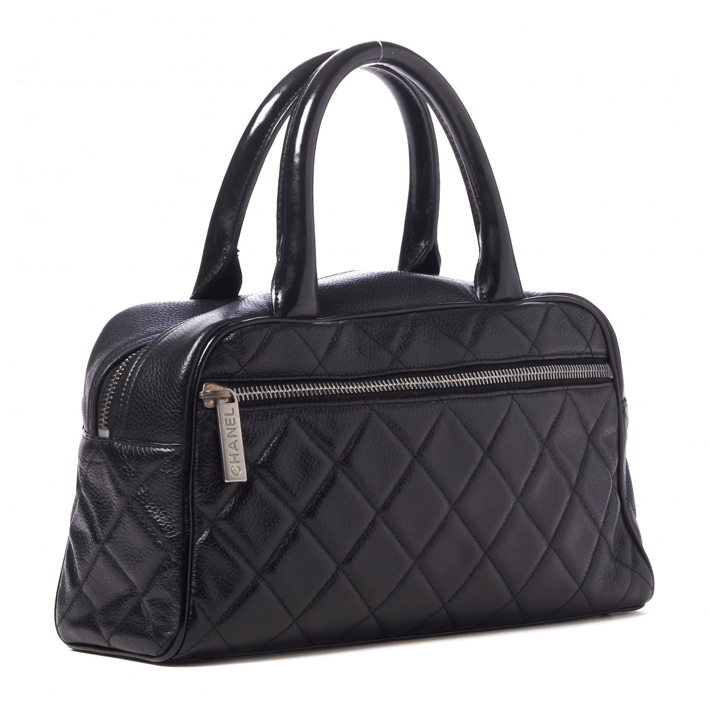 Caviar Quilted Small Bowler Black