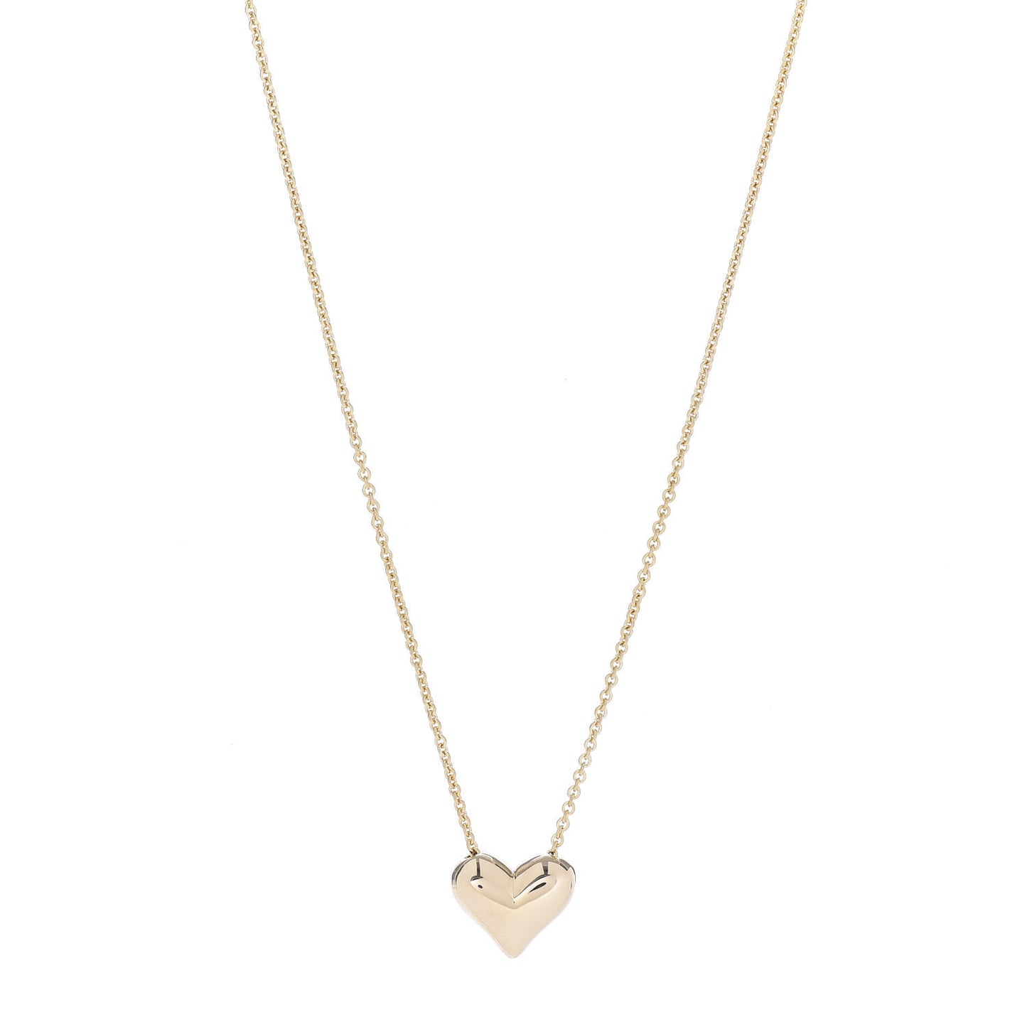 18K Yellow Gold Large Puff Heart Pendant Necklace