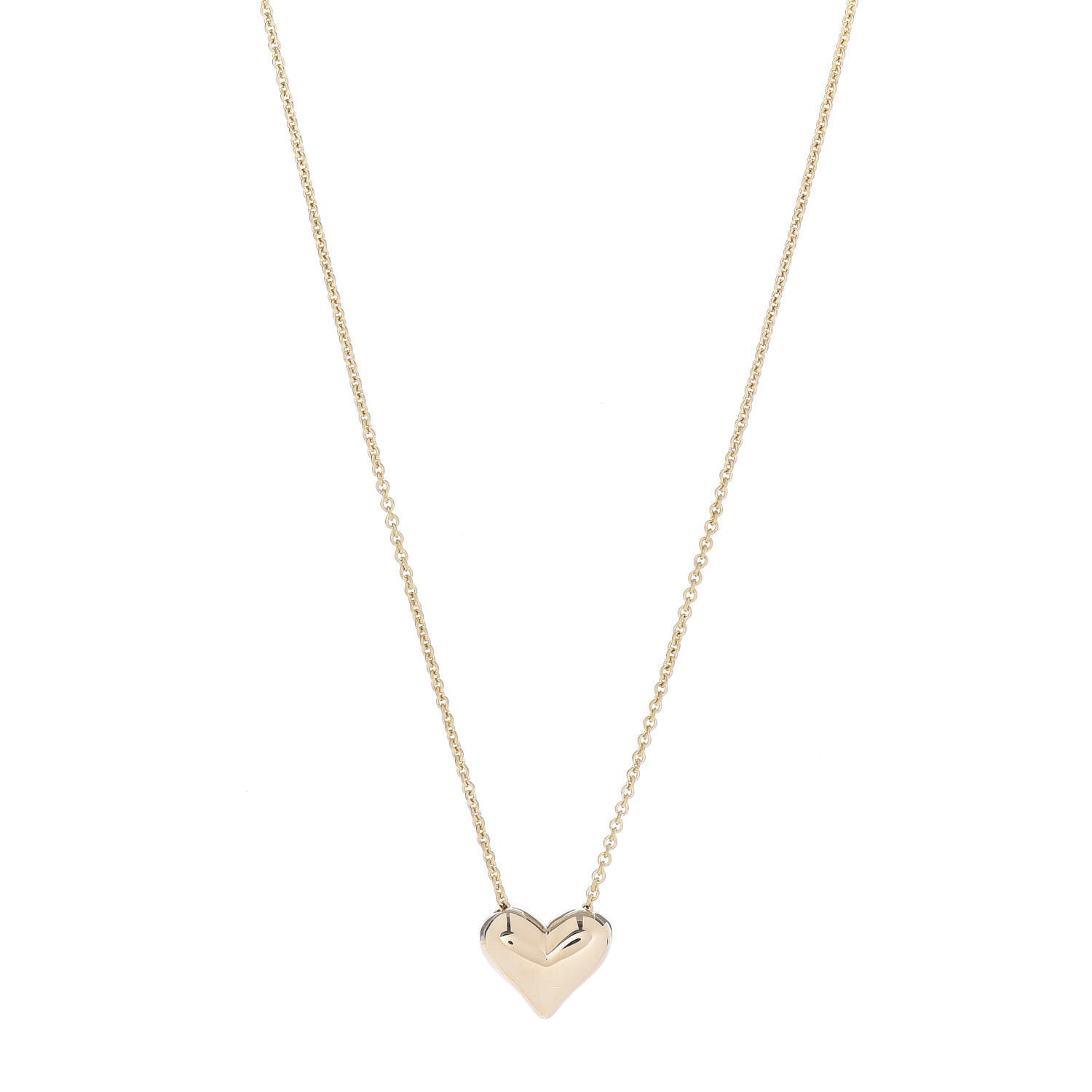 Tiffany 18K Yellow Gold Large Puff Heart Pendant Necklace 1 of 6